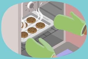 3D Isometric Flat Conceptual Illustration of Cooking Biscuit , Homemade Cookies vector