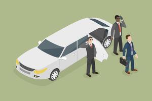 3D Isometric Flat Conceptual Illustration of Bodyguard, Security Service vector