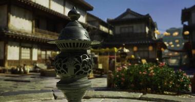 CGI Temple lantern in traditional marketplace during a vibrant festival video