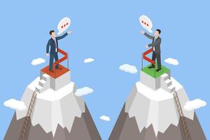 3D Isometric Flat Conceptual Illustration of Debate Confrontation, Political Polarization vector