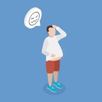 3D Isometric Flat Conceptual Illustration of Stomach Flatulence, Bowel Problem vector