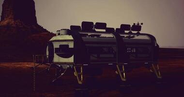 CGI Futuristic habitat exploring Martian landscape with advanced technology video
