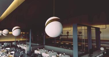 CGI Modern dining space with elegant lighting and minimalist decor video