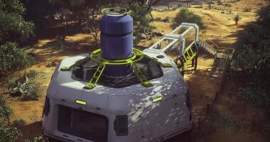 CGI Innovative caravan design in a sandy desert environment video