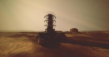 CGI Future site of exploration on a distant planet during twilight hours video