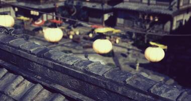CGI Lanterns light up historic courtyards traditional architecture video