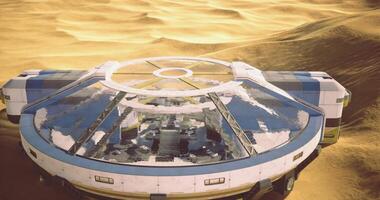 CGI Laboratory facility on an alien planet under a golden desert landscape video