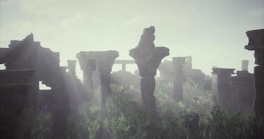 CGI Foggy ruins at dawn in an ancient, mysterious site video