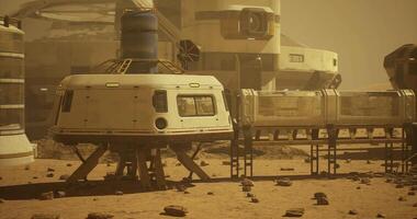 CGI Martian settlement featuring habitats and advanced technology on rocky terrain video