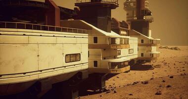 CGI Mars settlement with futuristic buildings on the barren landscape video