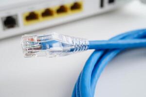 Ethernet cable with wireless router connect to internet service provider photo