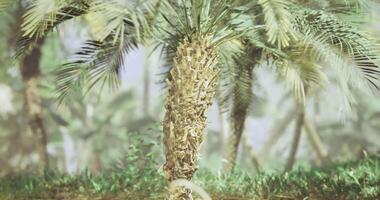CGI Palm tree in a tropical landscape with lush greenery and sunlight video