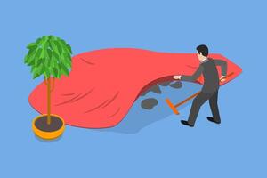 3D Isometric Flat Conceptual Illustration of Trouble Postponing, Delay Issue Solution vector