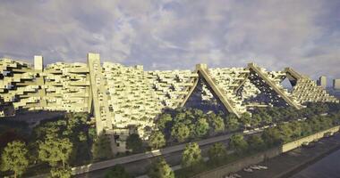 CGI Modern architecture integrating the environment in urban settings video