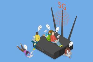 Group using a 5G router vector