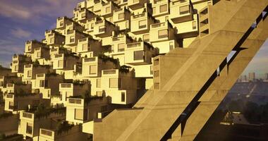 CGI Unique architectural design of a modern residential building in sunlight video