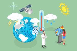 Climate science illustration with Earth and weather tools vector
