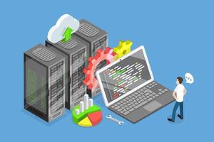 3D Isometric Flat Conceptual Illustration of Big Data Developer, Development Specialist, Computer Science vector