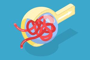 Abstract illustration of twisted red lines vector