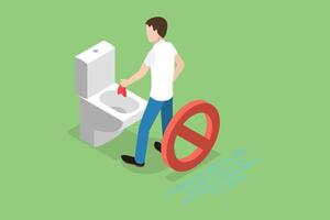 3D Isometric Flat Conceptual Illustration of Do Not Flush Sanitary Products, Toilet Litter Sign vector