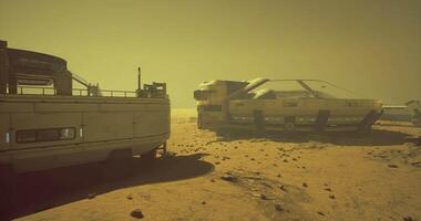 CGI Exploring the surface of Mars with futuristic spacecraft and structures video
