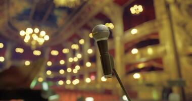 CGI Microphone ready for performance in elegant theater setting video
