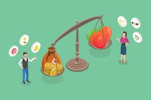 3D Isometric Flat Conceptual Illustration of Extrinsic Vs Intrinsic Motivation, Psychological Stimulation vector