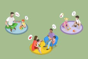 3D Isometric Flat Conceptual Illustration of Infants Cognitive Development , Daycare Center vector