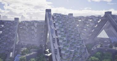 CGI Unique modern buildings designed with greenery integrated into the structure video