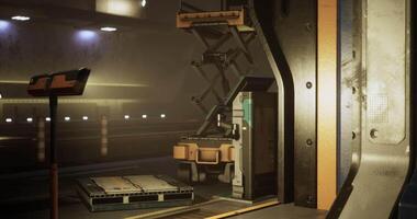 CGI Within a large industrial facility, heavy machinery stands by a loading area video