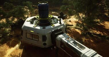 CGI Exploration outpost set in a desert landscape with advanced technology video