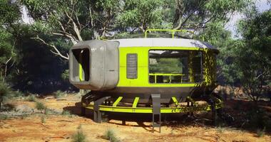 CGI Modern eco friendly dwelling situated in a lush forest environment video