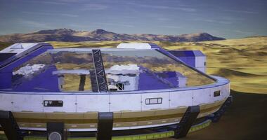 CGI Advanced laboratory design in a remote desert landscape and clear skies video