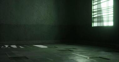 CGI Shadows play on a concrete floor in an empty room with green light video