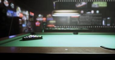 CGI Colorful pool hall with focused lighting and vibrant atmosphere video