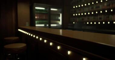 CGI Cozy bar setting with soft lighting and empty stools in quiet atmosphere video