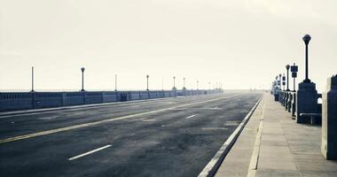CGI Lonely coastal walkway during early morning with fog in the distance video