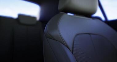 CGI Close up view of a car seat in a modern vehicle interior video