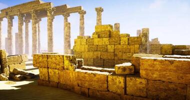 CGI Exploring ancient ruins under a clear blue sky in a desert location video