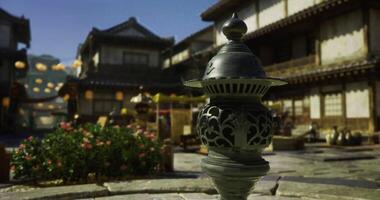 CGI Traditional fountain in a vibrant marketplace during a sunny day video
