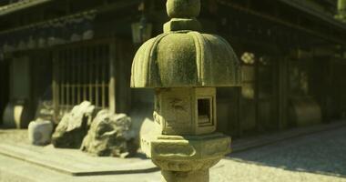CGI Traditional stone lantern in peaceful Japanese garden during daylight hours video