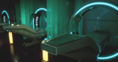 CGI Futuristic Mars medical center with advanced tech and bright lighting video