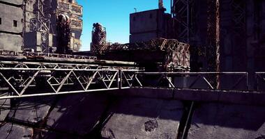 CGI Urban decay and industrial structures in a futuristic environment video