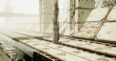 CGI Industrial complex with futuristic architecture and weathered structures video