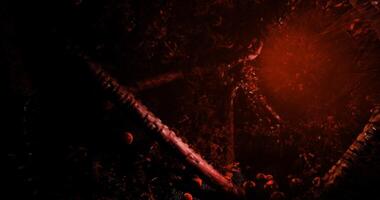 CGI Dark red abstract art with swirling patterns in a mysterious space video