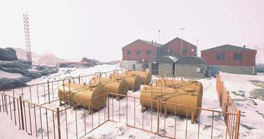 CGI Winter landscape with industrial storage tanks in remote location video