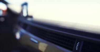 CGI Close up of a car dashboard highlighting modern interior design features video