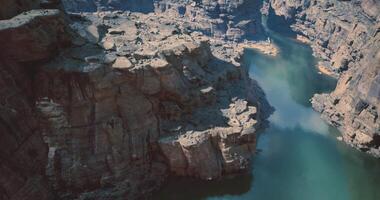 CGI Spectacular canyon landscape with a winding river in natural sunlight video