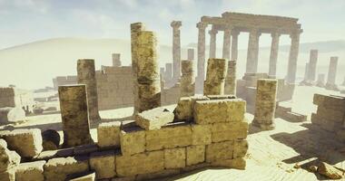 CGI Ruins of ancient structures amidst sandy terrain under bright sunlight video