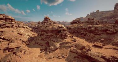 CGI Rocky landscape with unique formations under a clear blue sky video